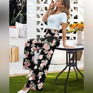 Floral wide leg pants